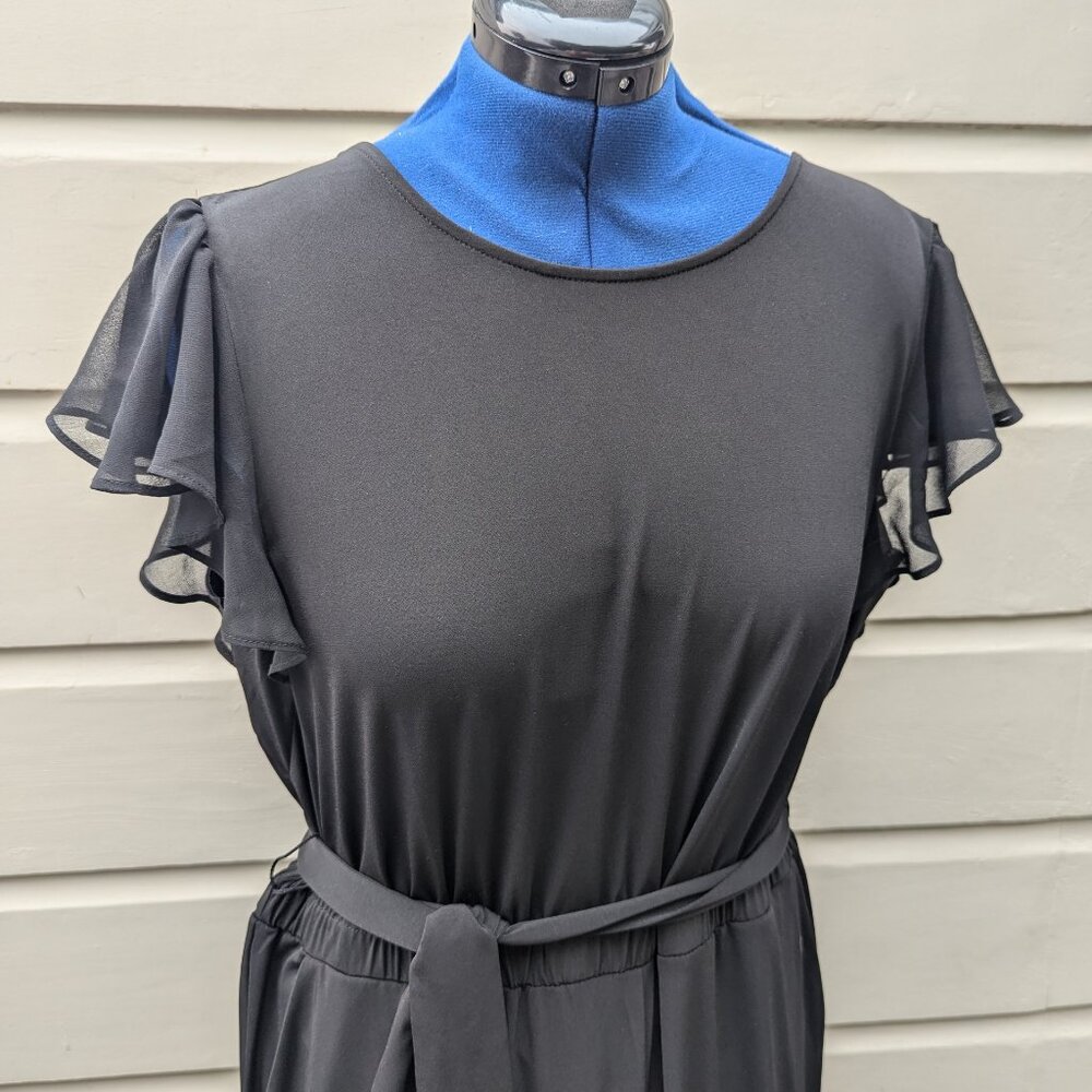 calvin klein jumpsuit ruffle sleeve